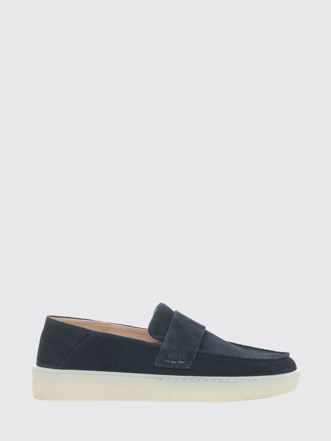 Boss Suede Loafers with Penny Bar and Rubber Sole