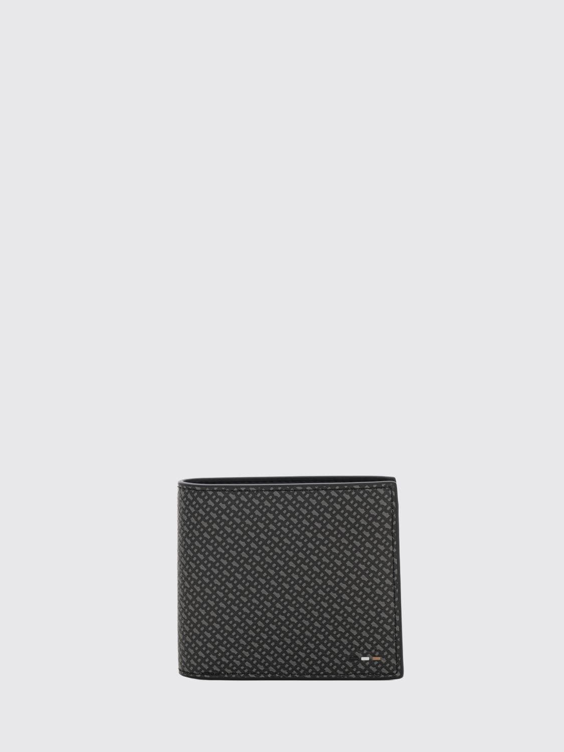 Boss Bifold Synthetic Leather Wallet with Monogram Pattern and Eight Slots · OS