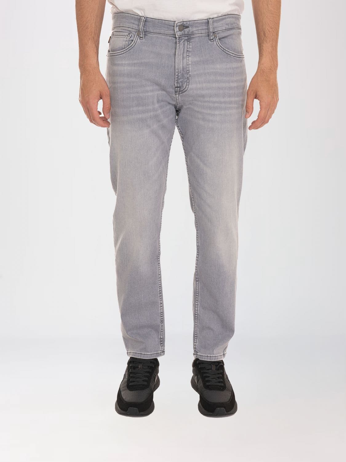 Boss Grey Cotton Denim Skinny Jeans with Slim Fit