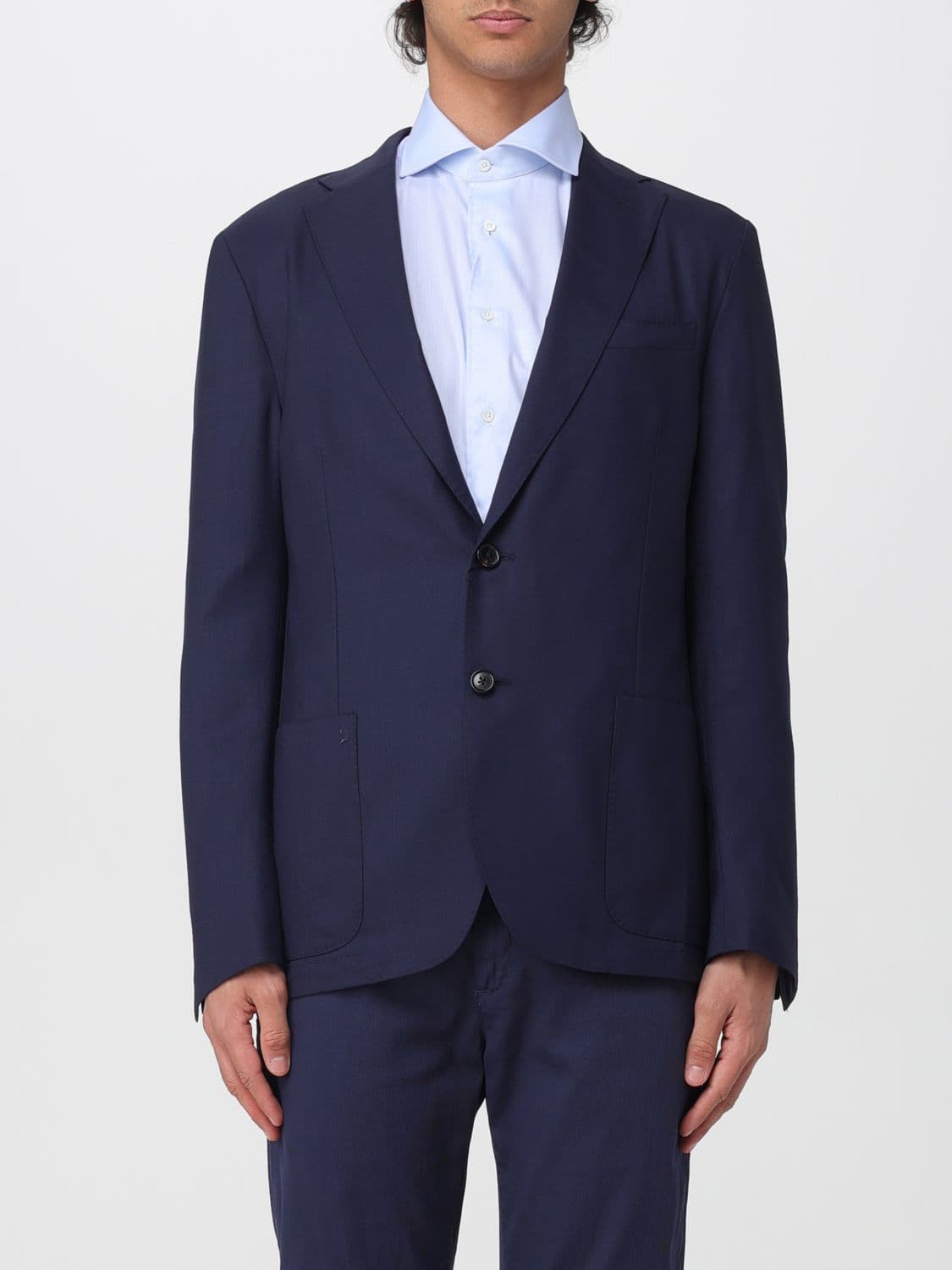 Corneliani Single-Breasted Wool Blazer with Classic Lapels and Patch Pockets