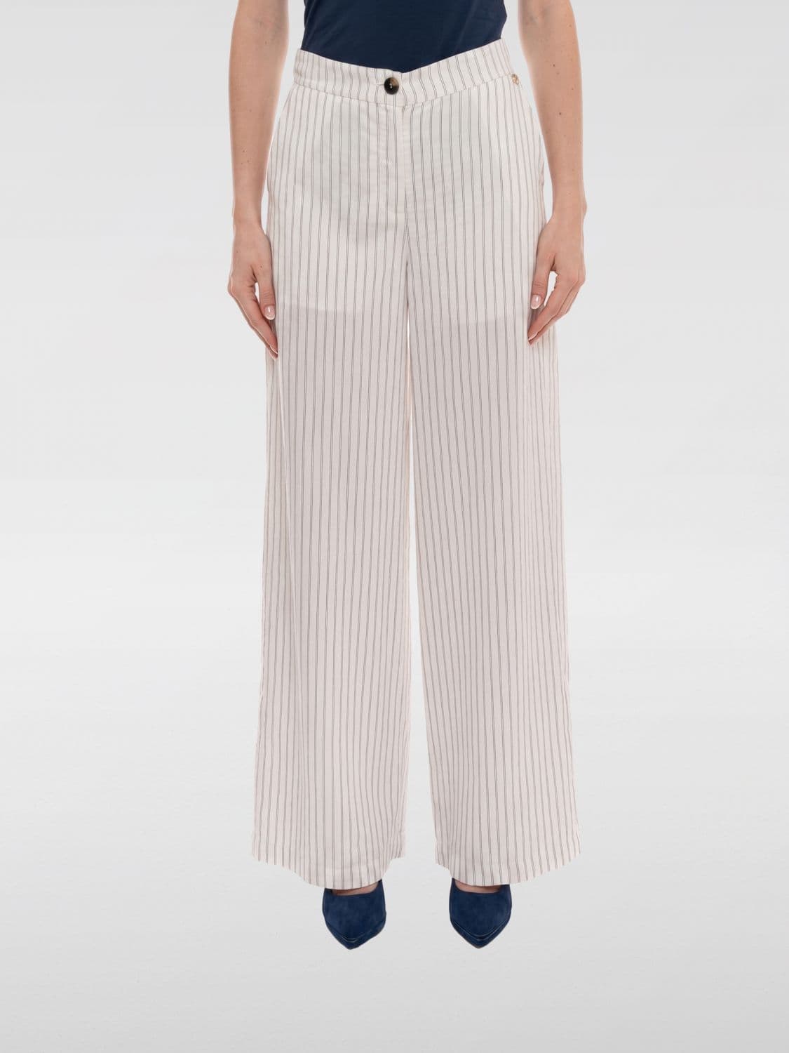 Liu Jo Striped Viscose High-Waisted Palazzo Trousers