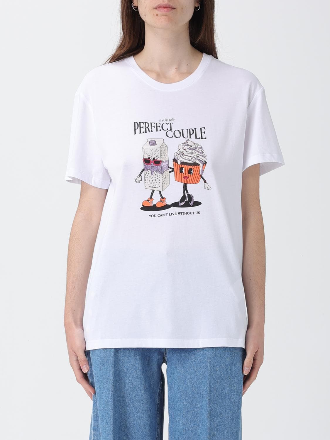 Liu Jo Graphic Print Cotton T-Shirt with Contrast Logo