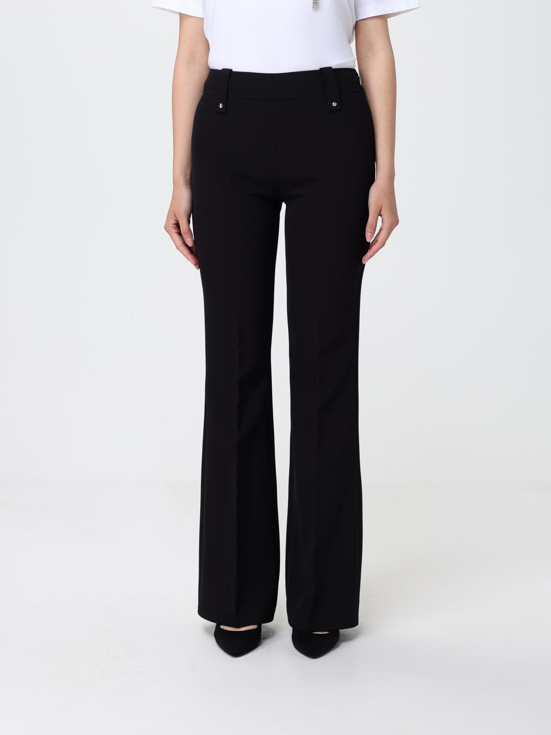 Liu Jo High-Waisted Flared Crêpe Trousers with Belt Loops