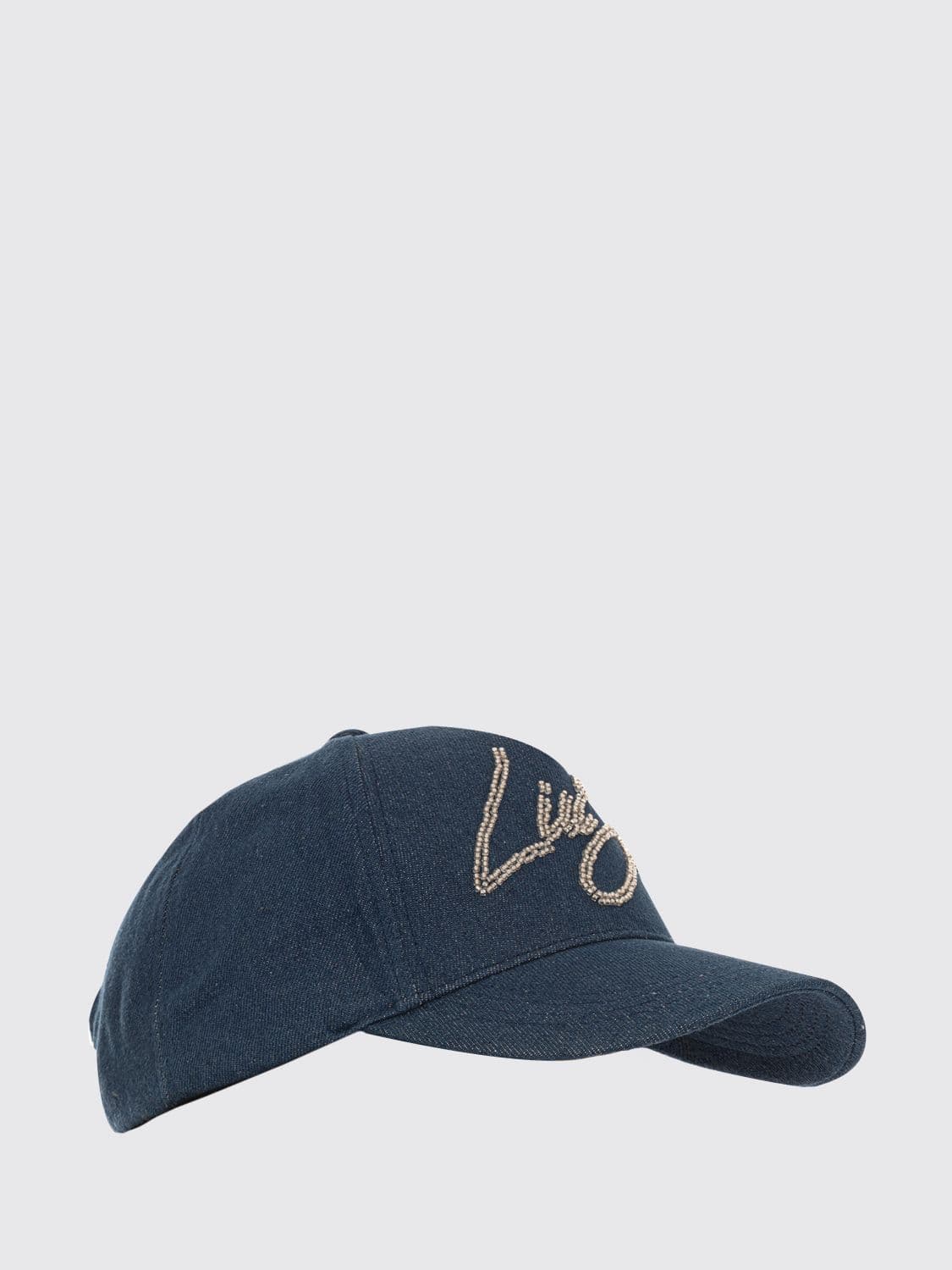 Liu Jo Beaded Cotton Denim Baseball Cap with Embroidered Logo · OS