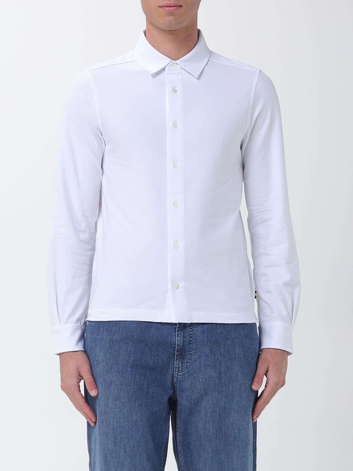K-Way Slim Fit Long-Sleeved Stretch-Cotton Shirt with Italian Collar