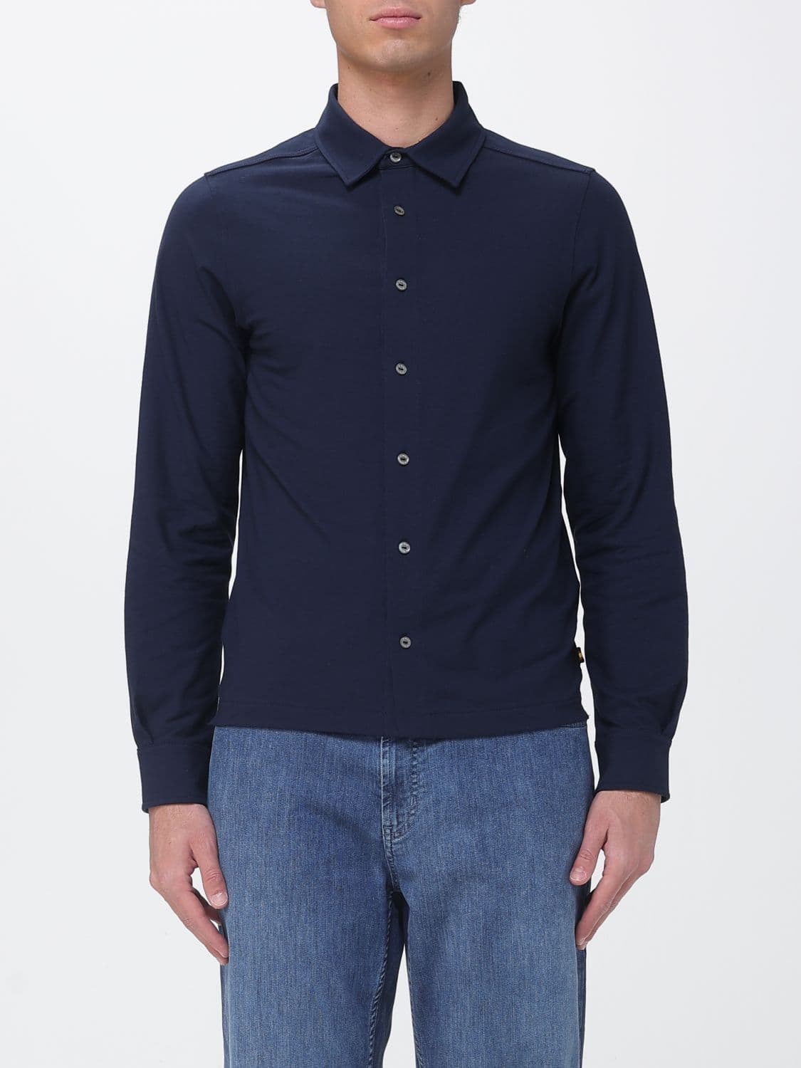 K-Way Slim Fit Long-Sleeved Stretch-Cotton Shirt with Italian Collar