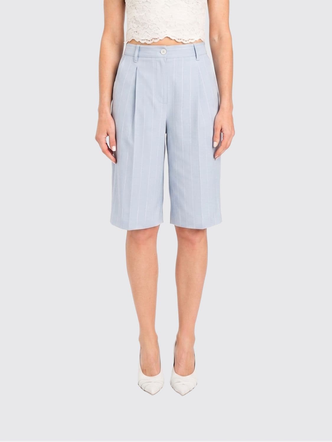 Actitude Twinset Pinstripe Knee-Length Chino Shorts in Viscose Blend