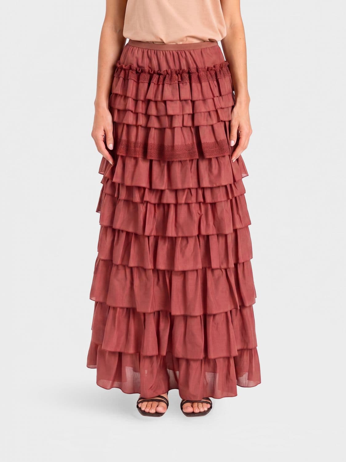 Actitude Twinset Cotton Skirt with Ruffles