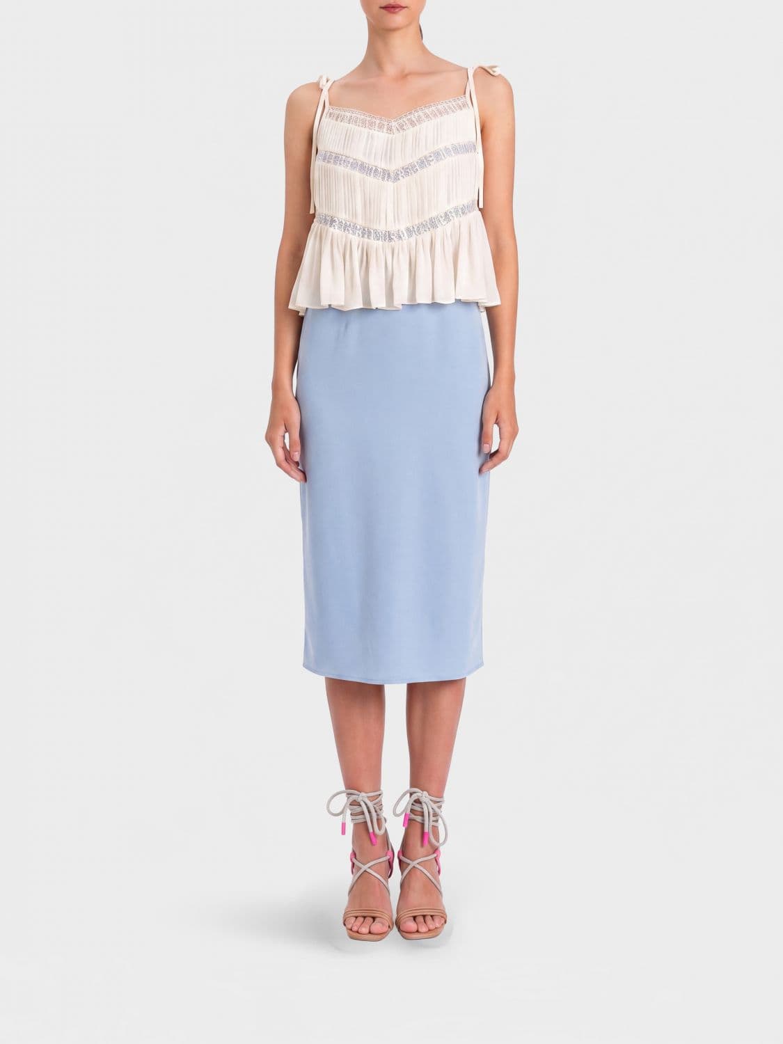 Actitude Twinset Crêpe Midi Dress with Lace Inserts