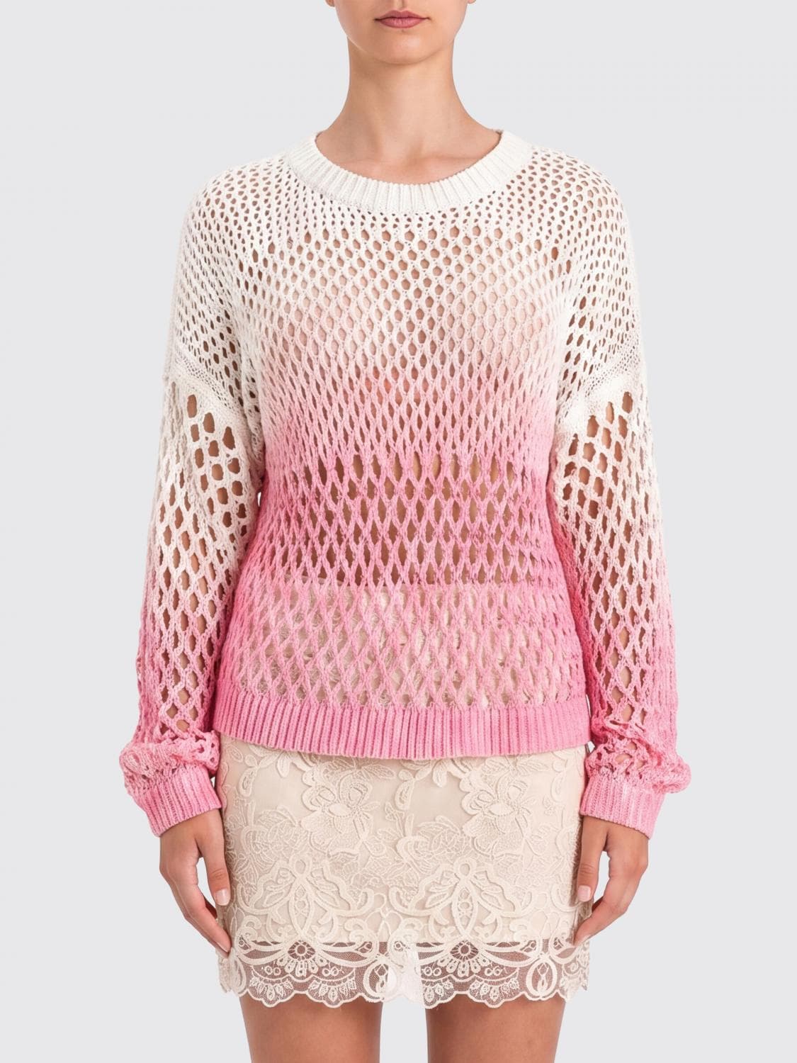 Actitude Twinset Mesh Cotton Knit Top · S