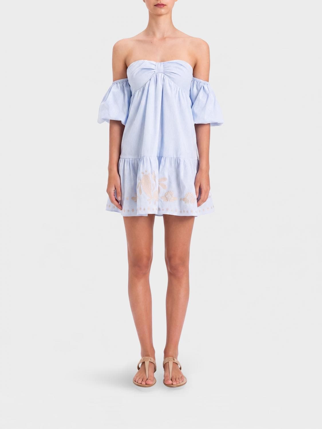 Actitude Twinset A-Line Mini Dress in Cotton with Off-the-Shoulder Design