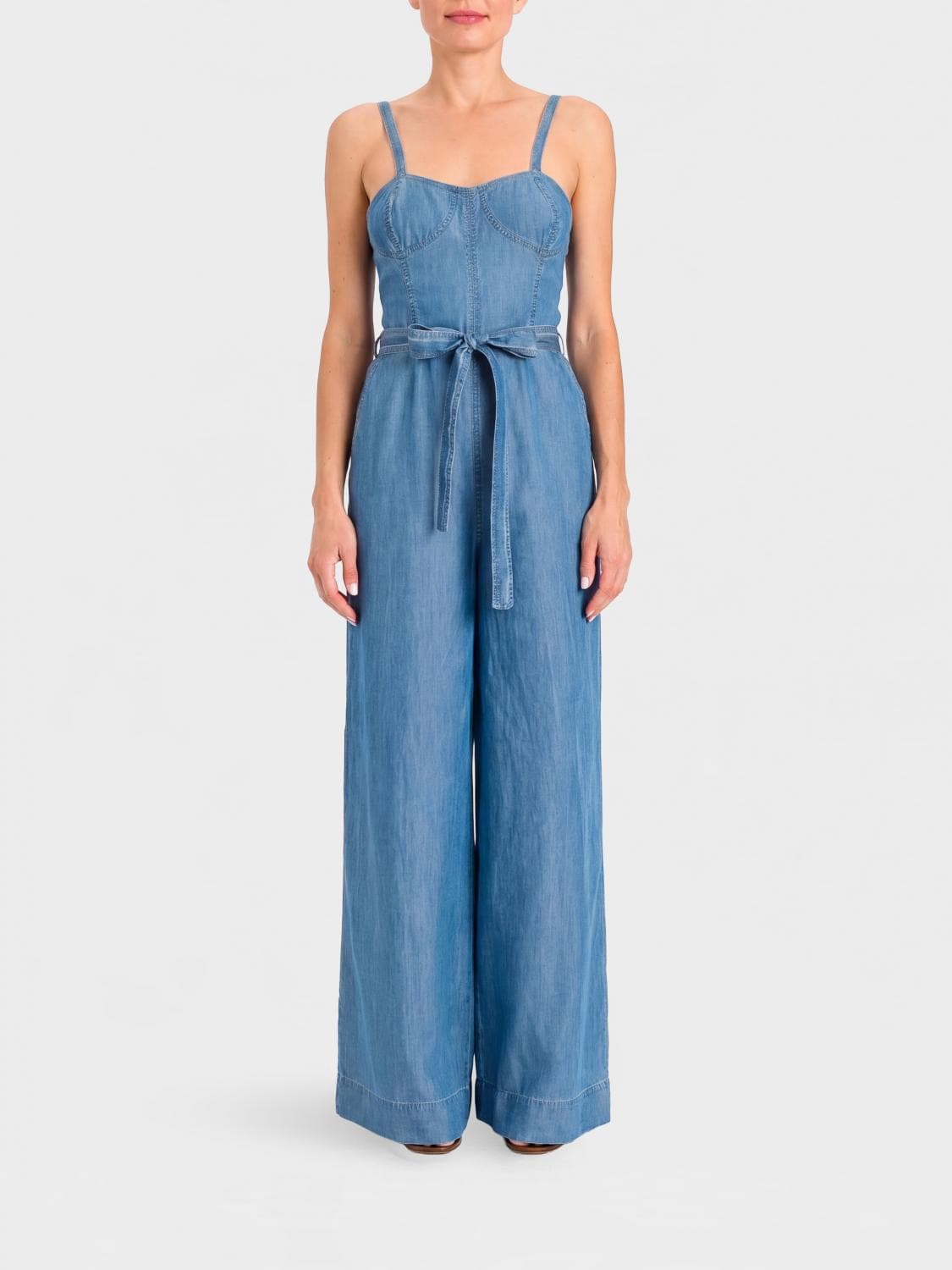 Actitude Twinset Wide-Leg Lyocell Jumpsuit with Square Neckline