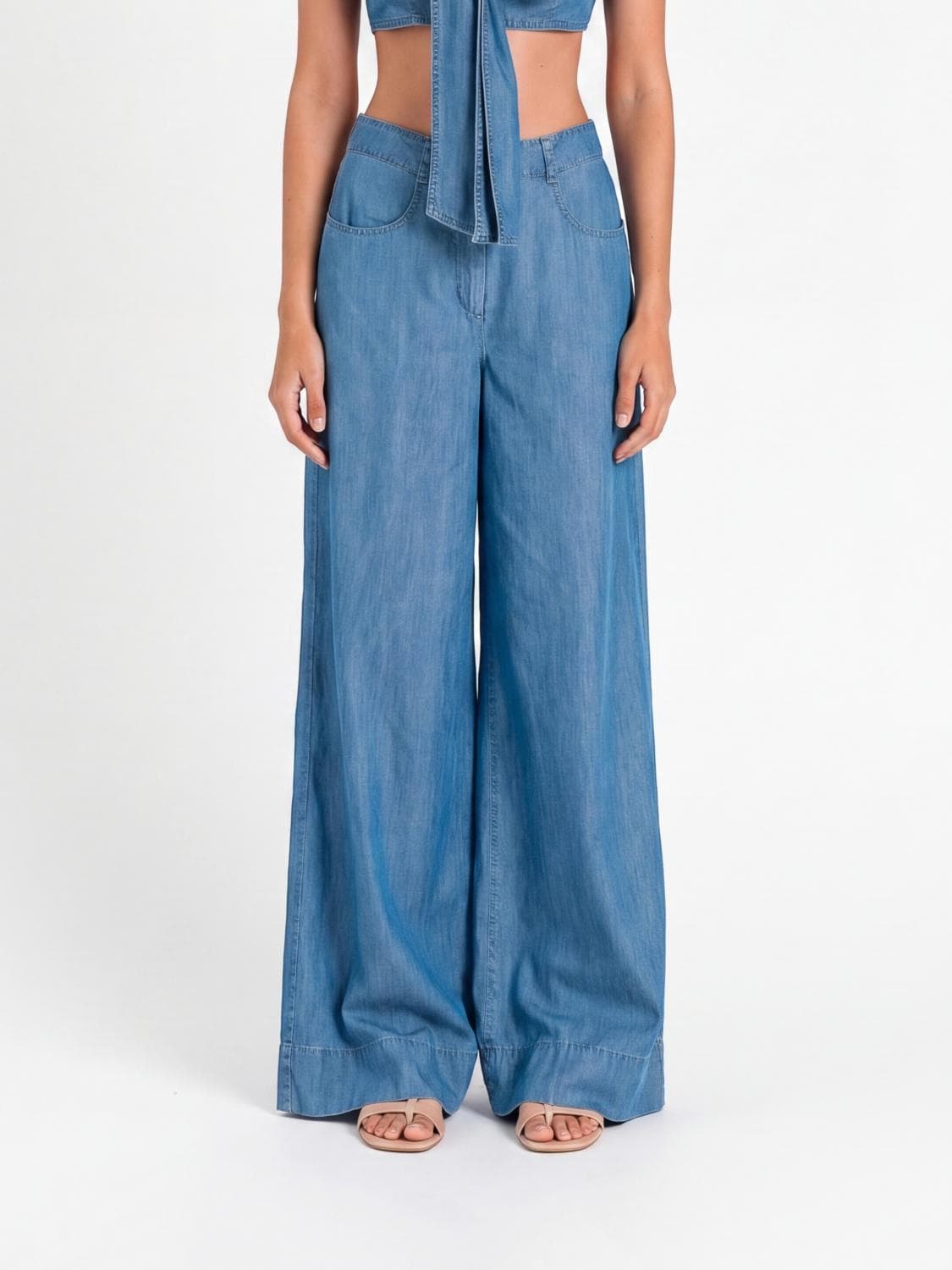 Actitude Twinset Wide-Leg Lyocell Trousers with Mid-Rise Waist