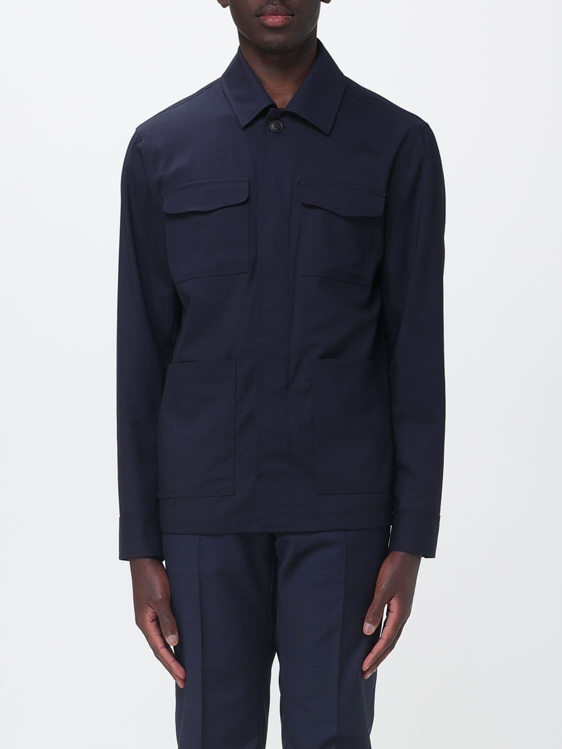 Manuel Ritz Relaxed Fit Twill Shirt Jacket with Concealed Closure