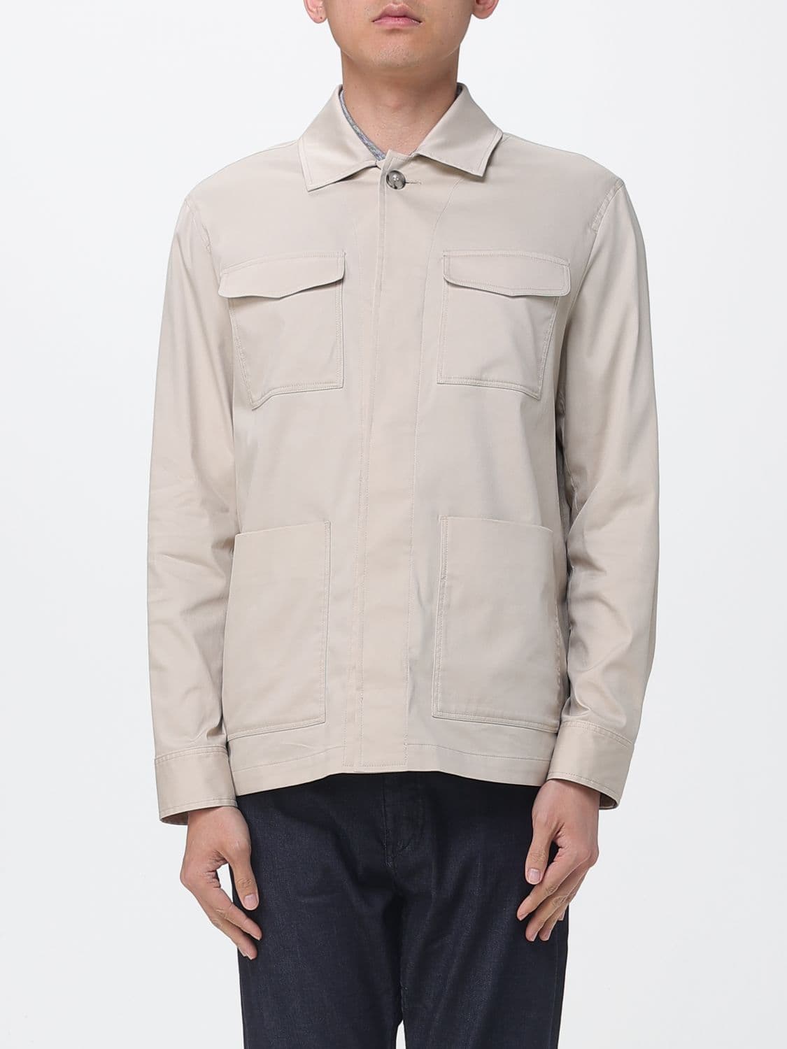 Manuel Ritz Relaxed Fit Twill Shirt Jacket with Concealed Closure