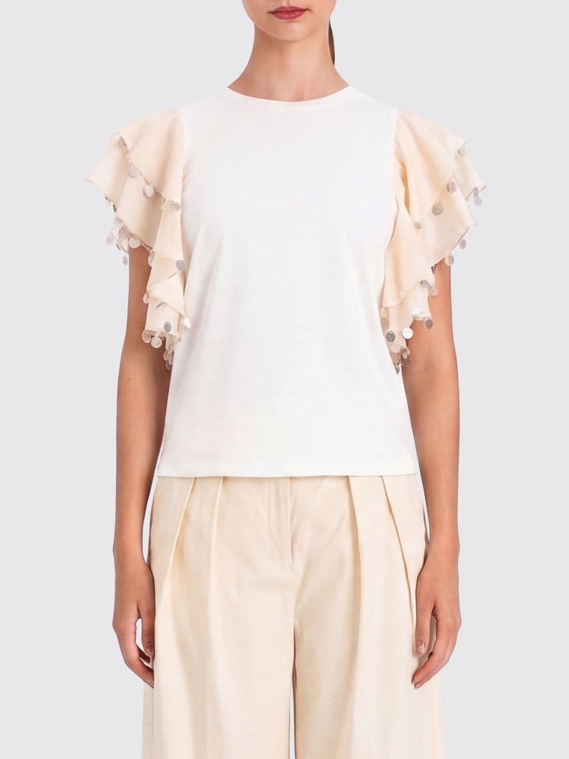 Actitude Twinset Cotton T-Shirt with Sequins