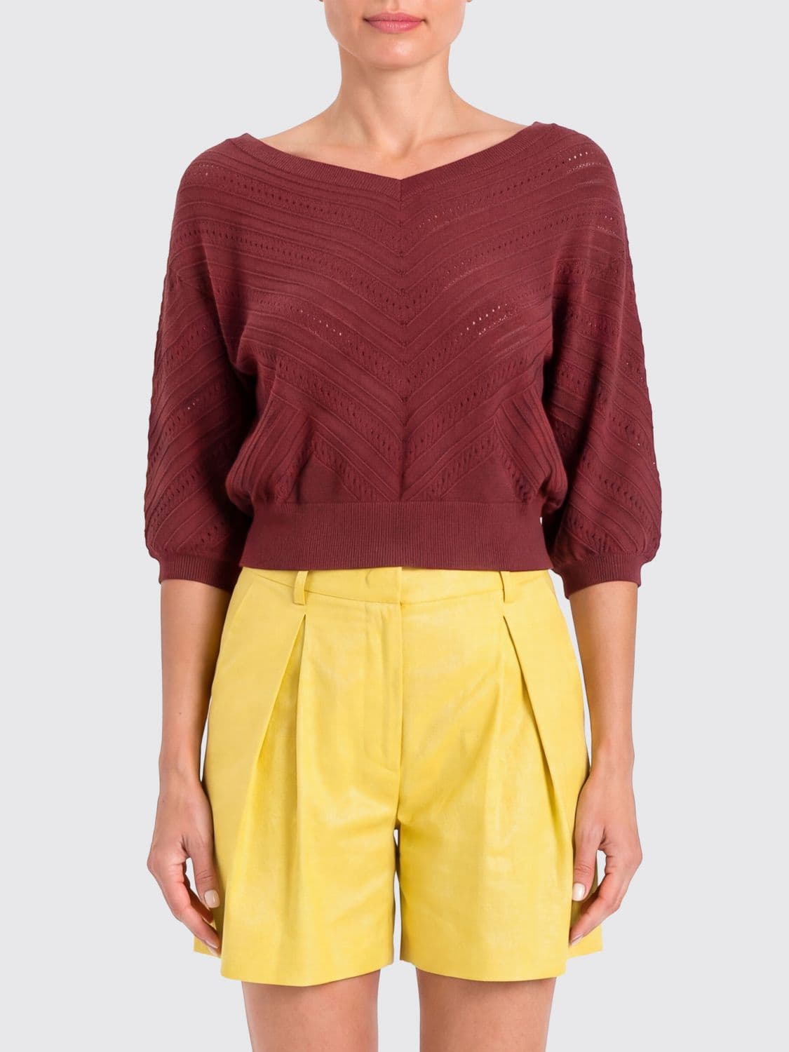 Actitude Twinset Perforated Viscose Knit Top