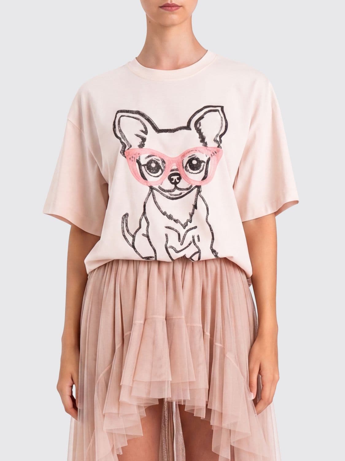 Actitude Twinset Cotton T-Shirt with Dog Print