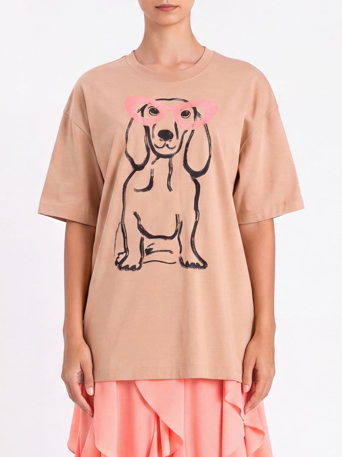 Actitude Twinset Cotton T-Shirt with Dog Print