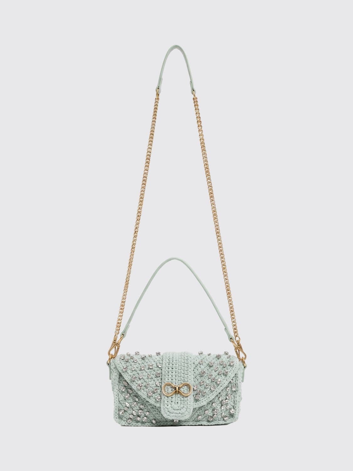 Twinset Crochet Cotton Bag with Rhinestones