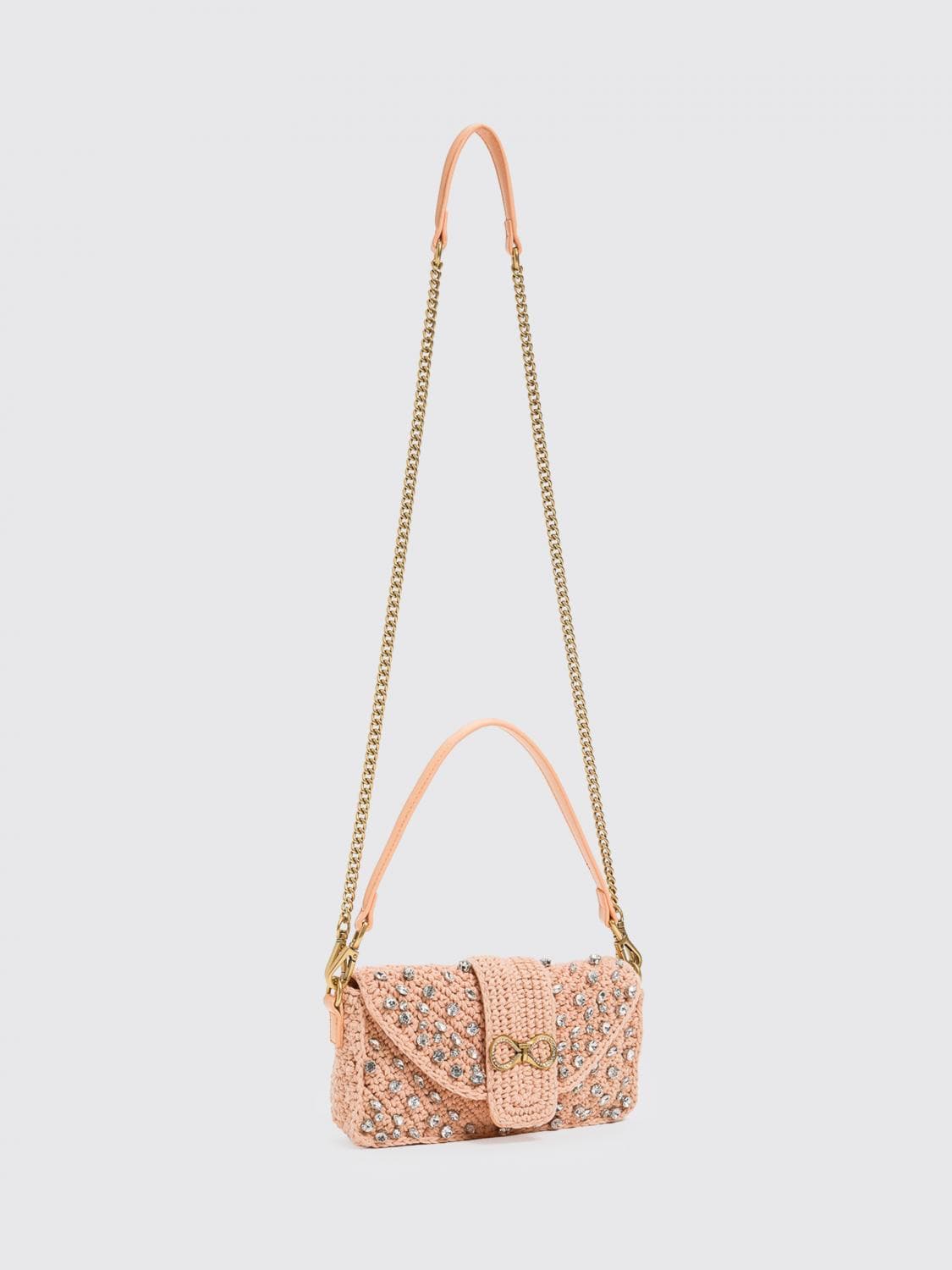 Twinset Crochet Cotton Bag with Rhinestones