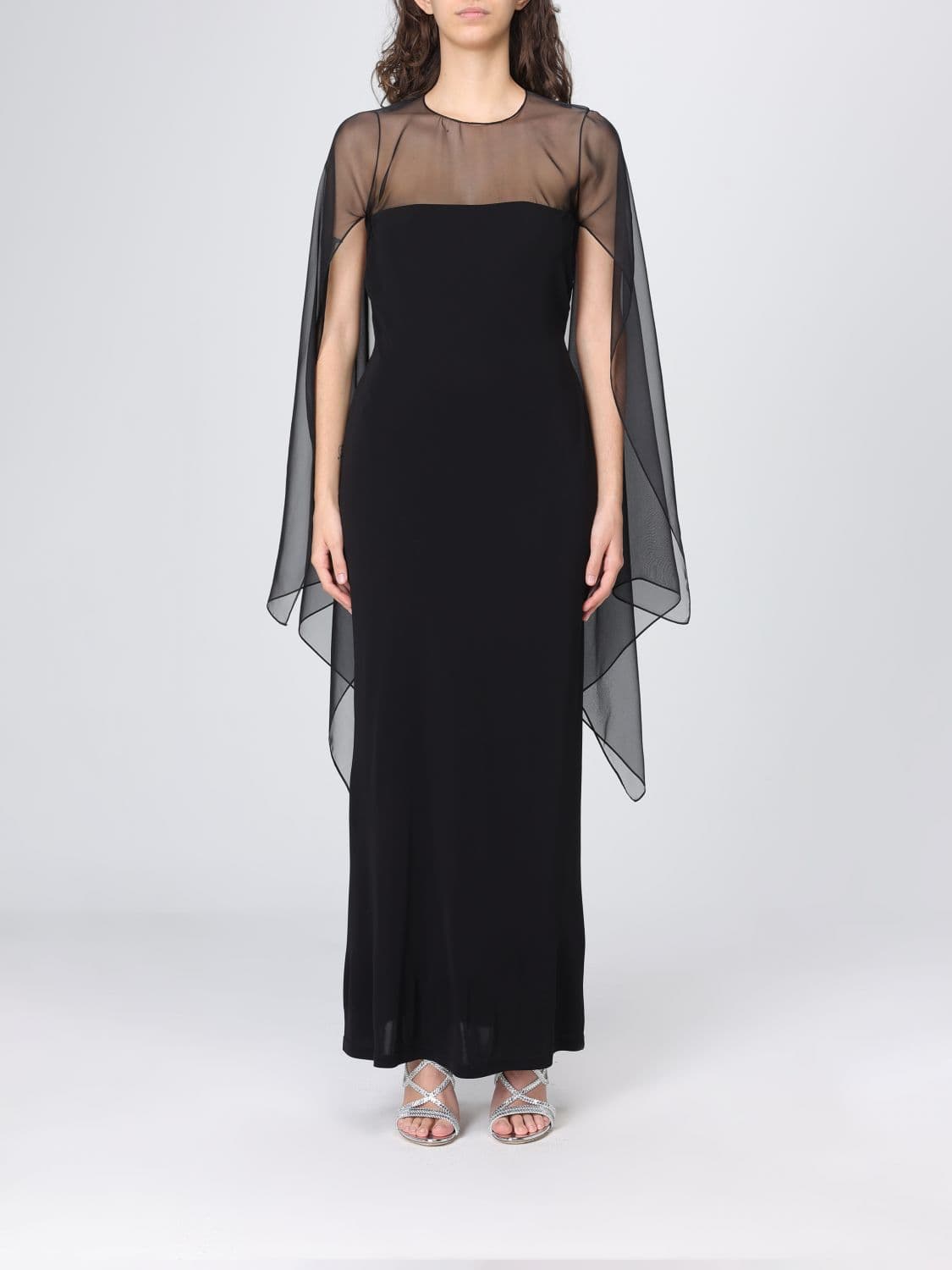 Alberta Ferretti Long-Sleeved Slim Fit Satin Long Evening Gown · 46