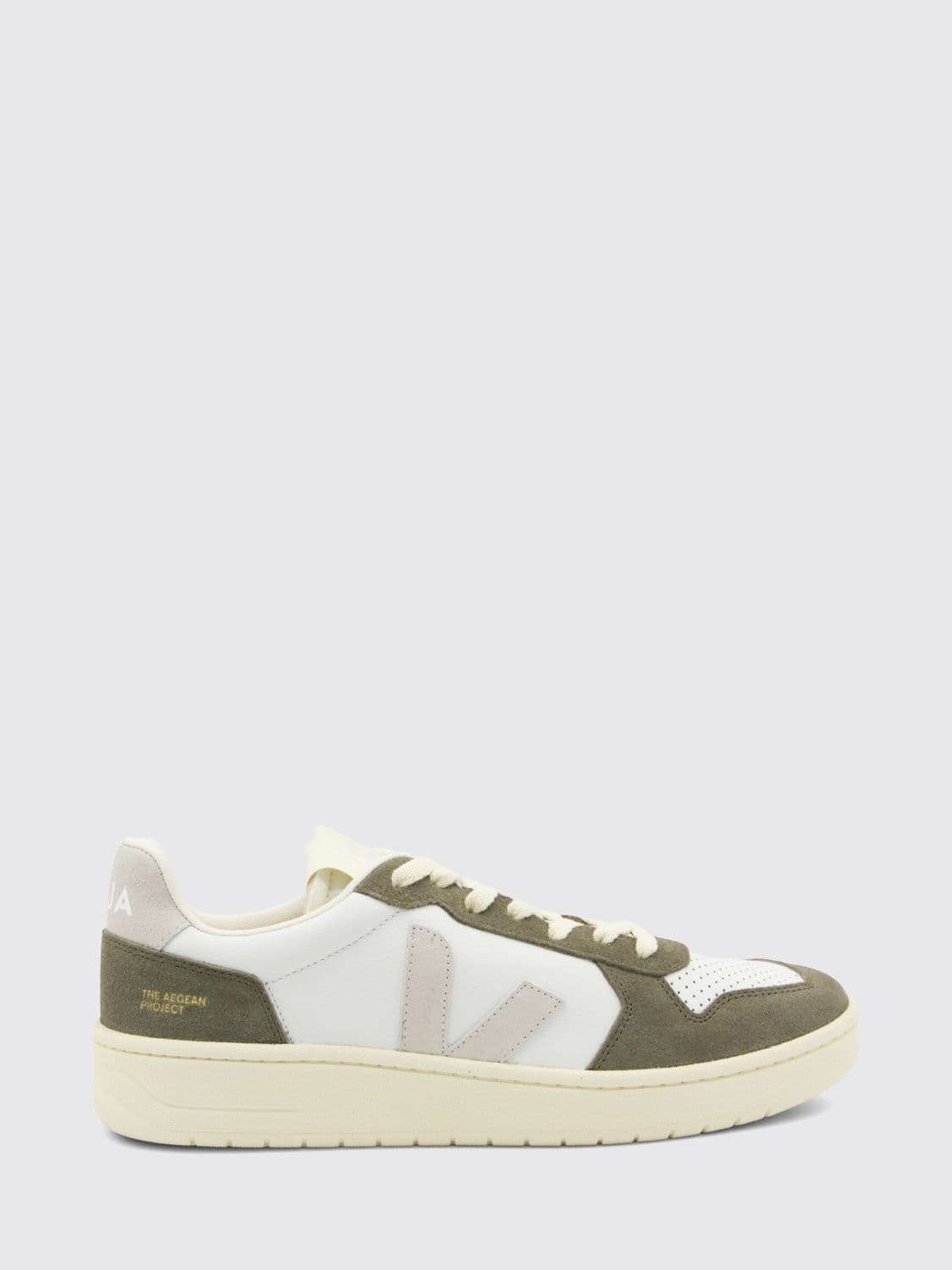 Veja V-82 O. T. Leather Sneakers with Perforated Toe and Contrast Logo