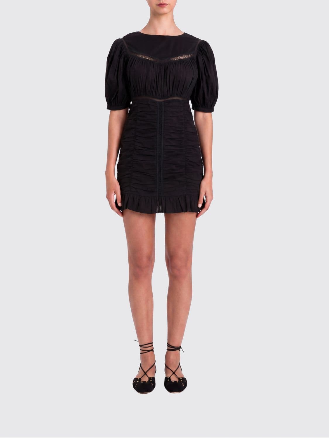 Twinset Cotton Sheath Mini Dress with Puff Sleeves · 42