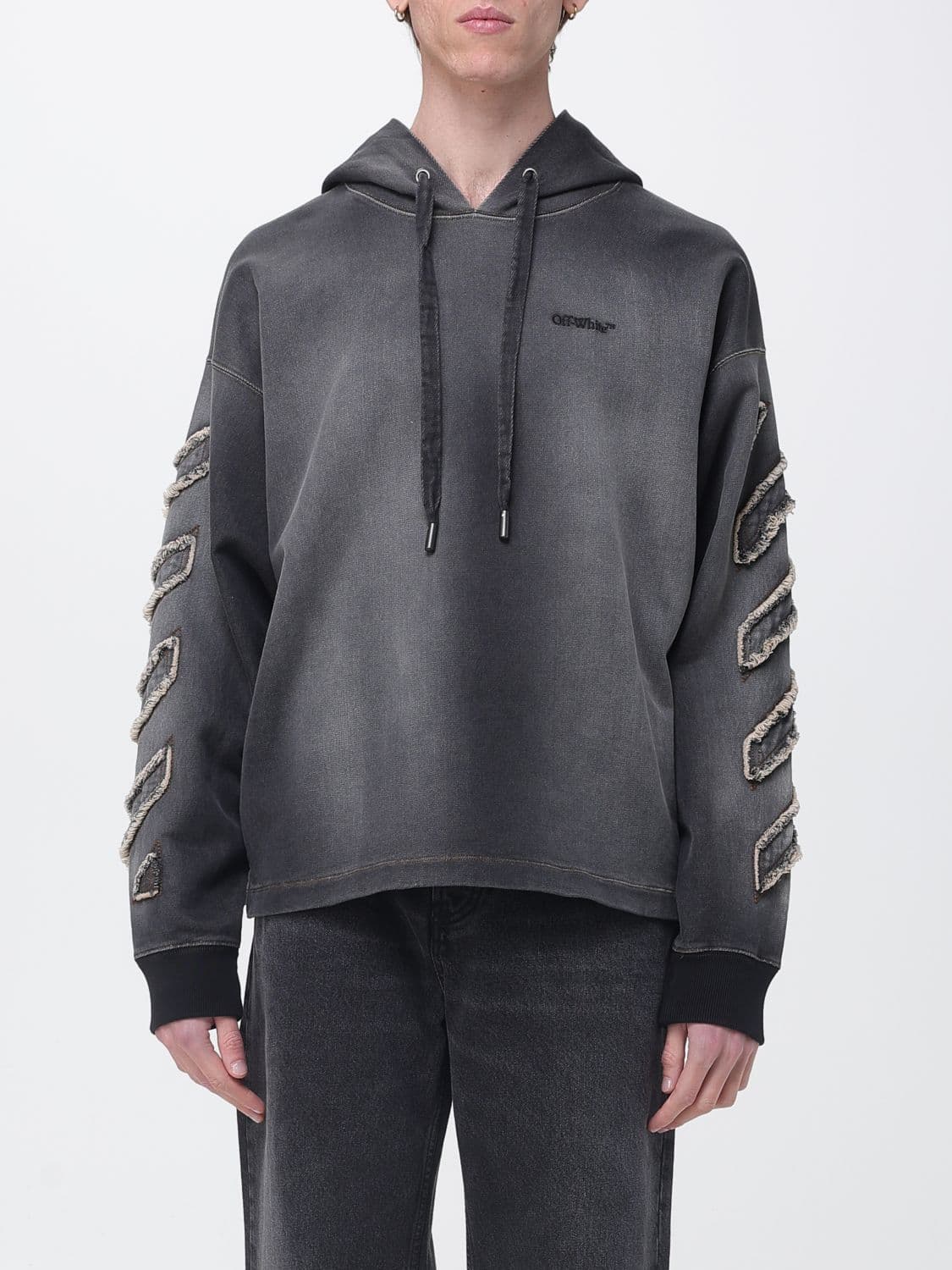Off-White Oversized Cotton Hoodie with Contrasting Logo