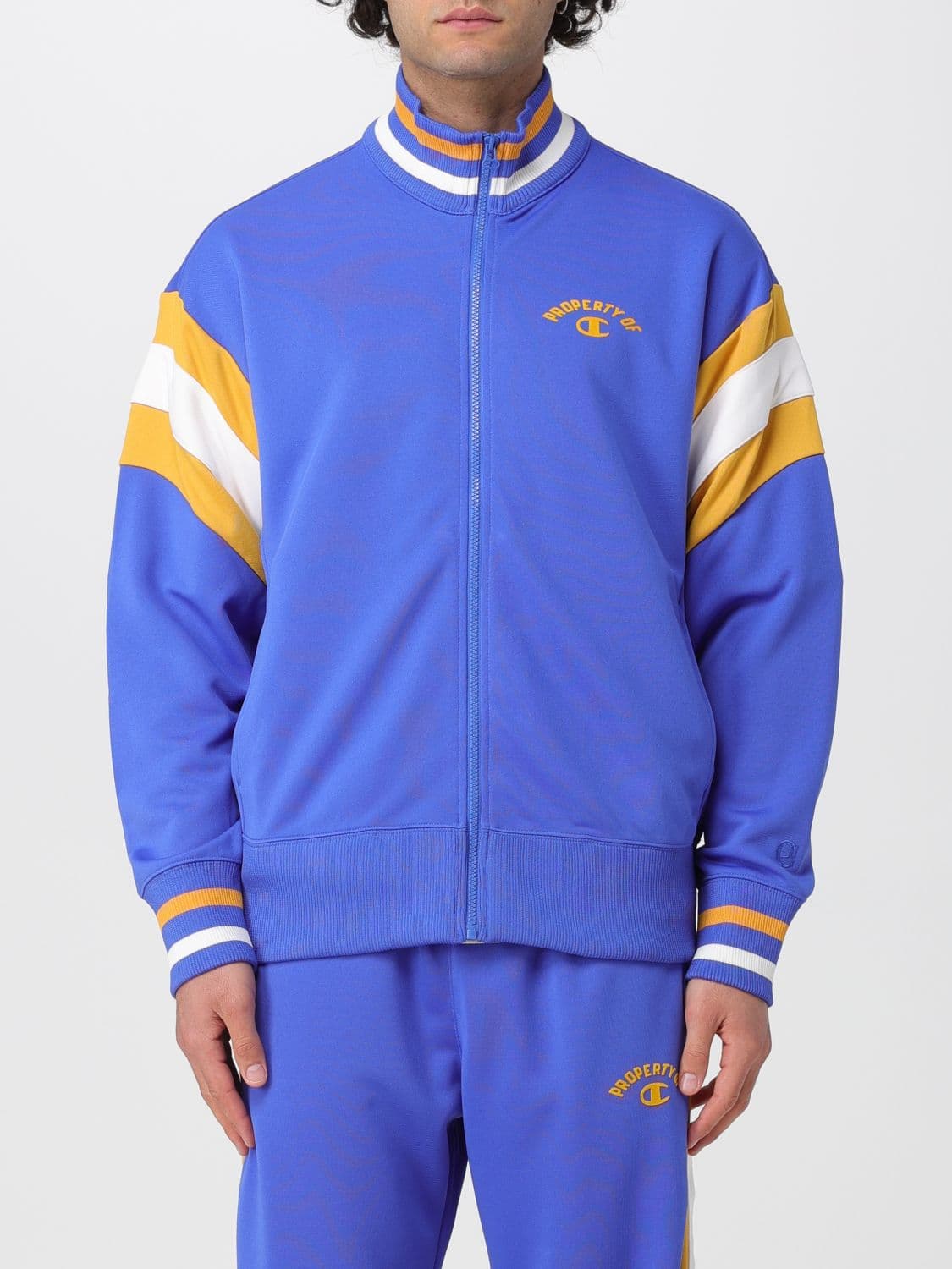 Champion Time Capsule Two-Tone Striped Acetate Track Jacket with high neck