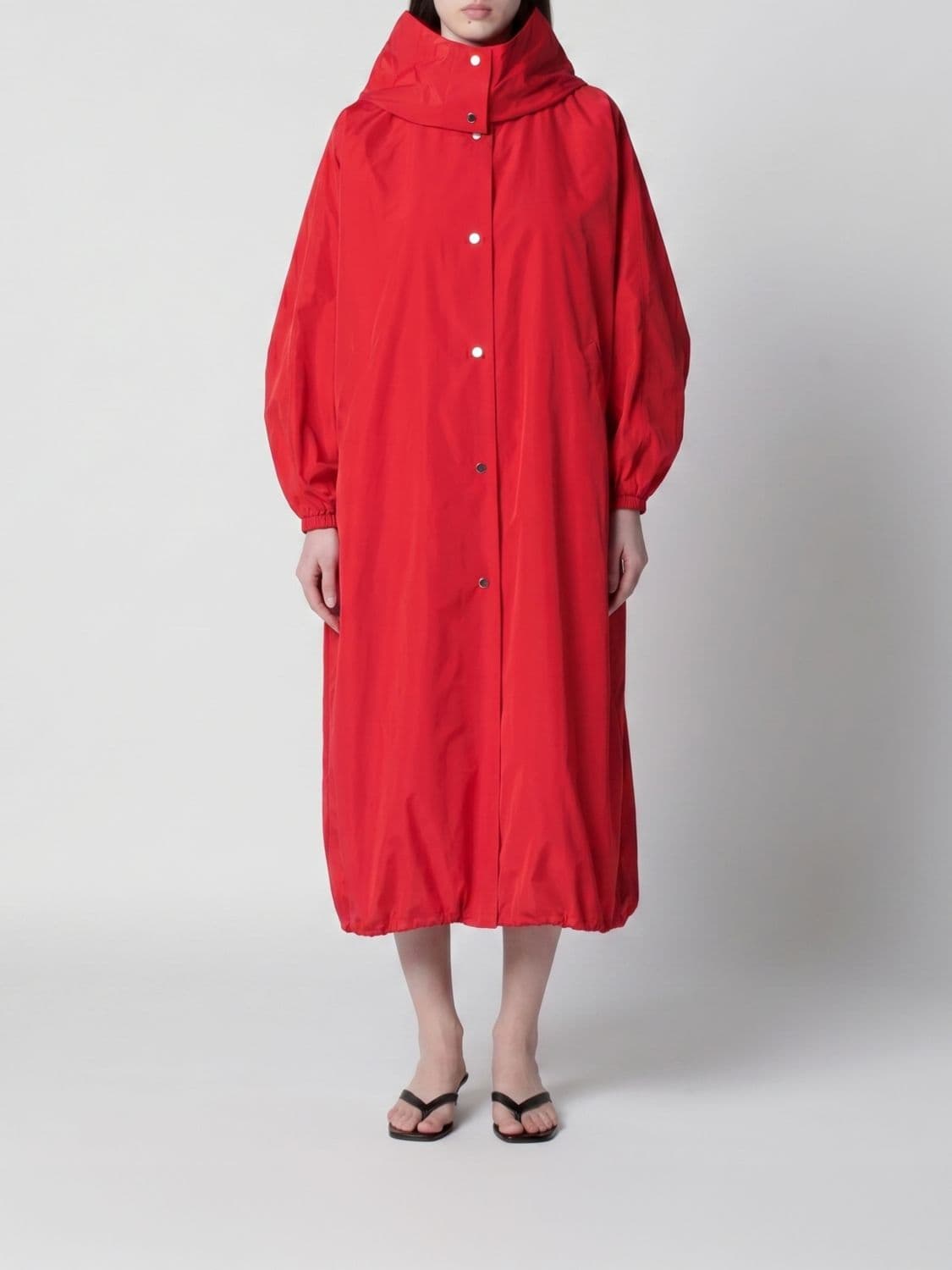 Rohe Oversized Long Parka in Silk Blend with Hood and Balloon Sleeves