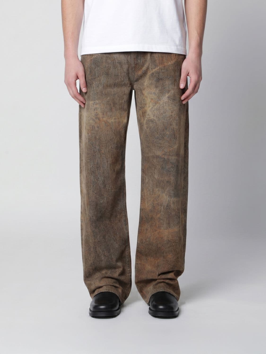 Agolde Mid-Rise Wide-Leg Jeans in Worn-Effect Denim