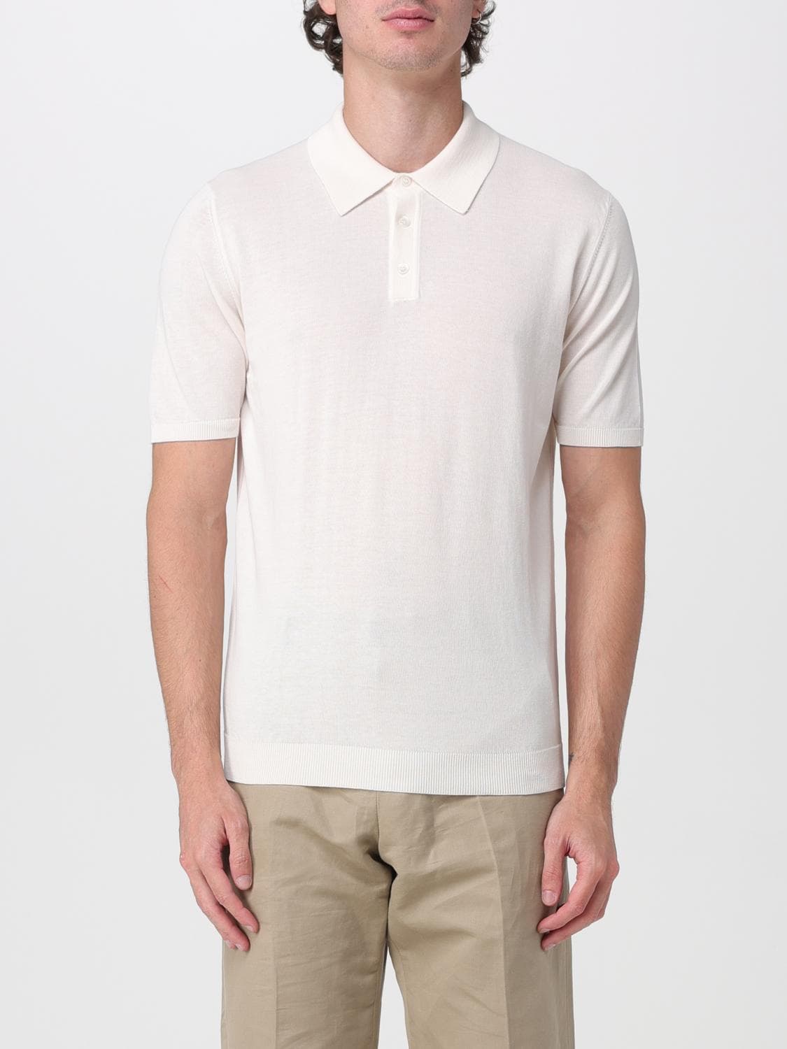 Roberto Collina Short-Sleeved Cotton Polo Shirt with Three-Button Placket