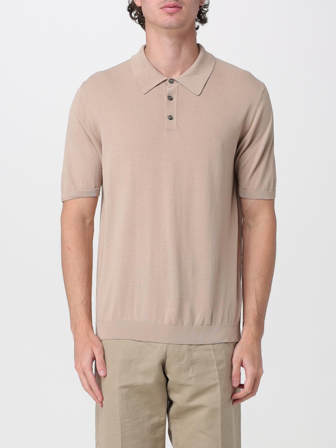 Roberto Collina Short-Sleeved Cotton Polo Shirt with Three-Button Placket