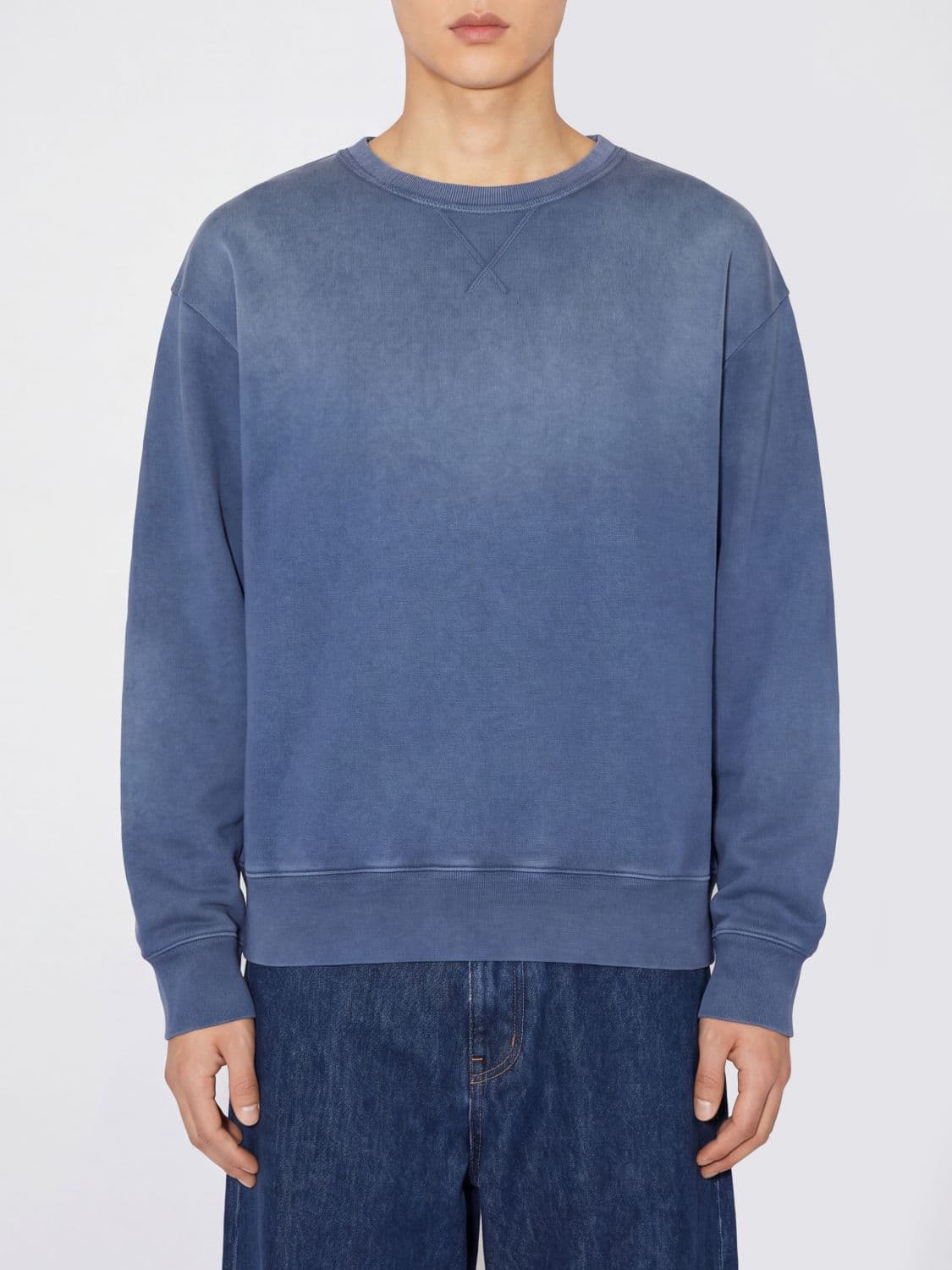 Acne Studios Crewneck Cotton Jumper with Dropped Shoulders and Back Logo