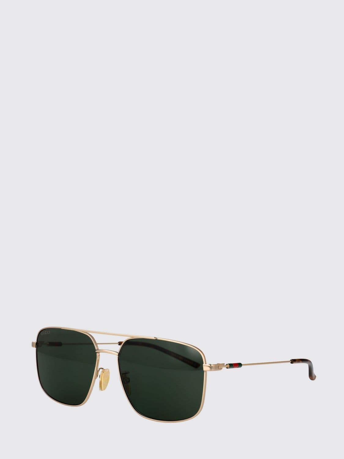 Gucci Rectangular Aviator Sunglasses in Metal with Web Logo and Amber Lenses · 59