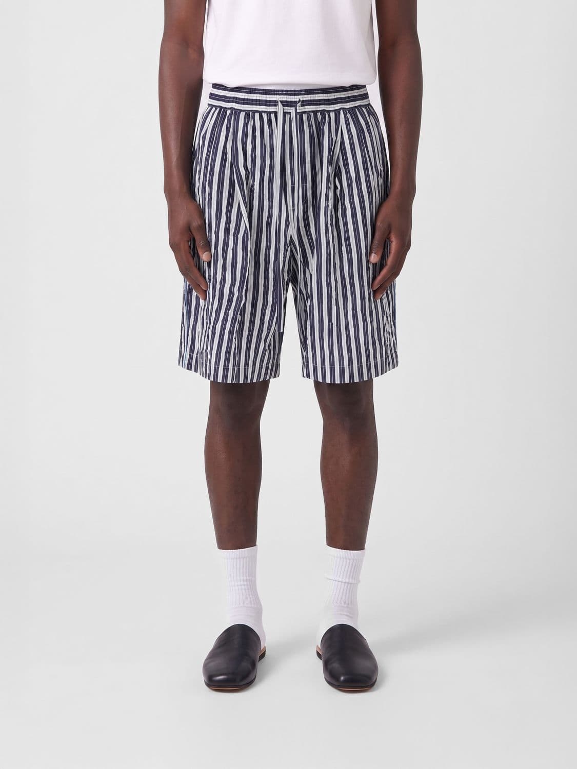 Dolce & Gabbana Striped Viscose and Silk Blend Shorts with Drawstring Waist
