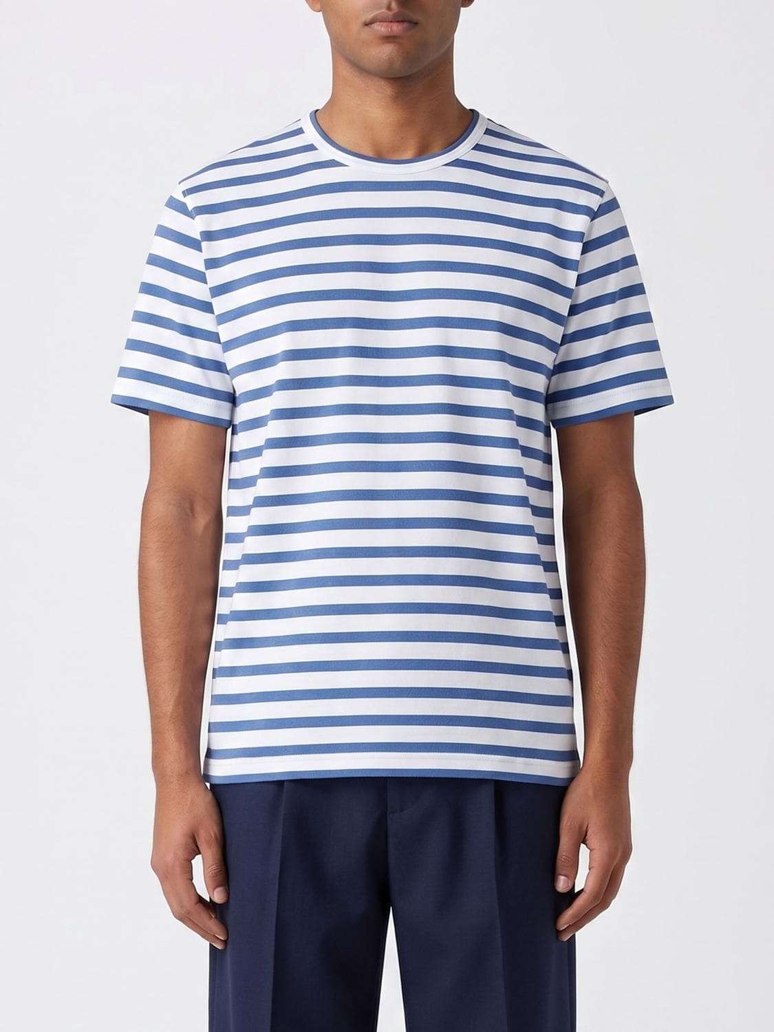 Junya Watanabe Striped Cotton T-shirt with Crew Neck · M