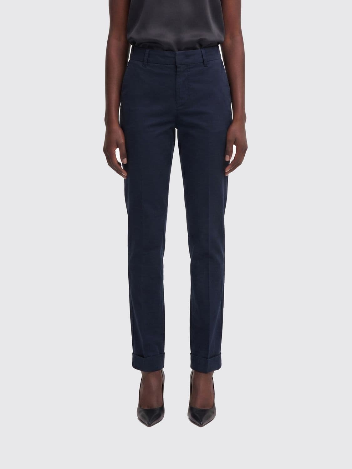 Pt Torino High-Waisted Skinny Trousers in Stretch Cotton with Welt Pockets