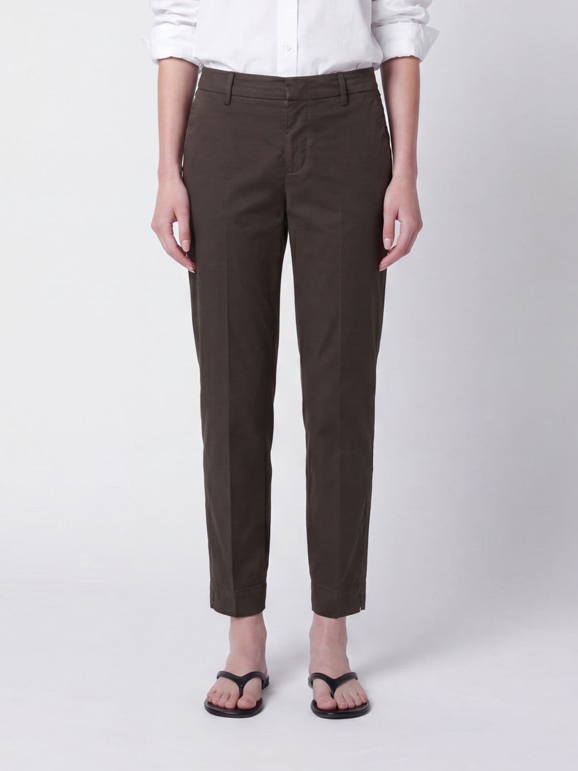Pt Torino High-Waisted Skinny Trousers in Stretch Cotton with Welt Pockets