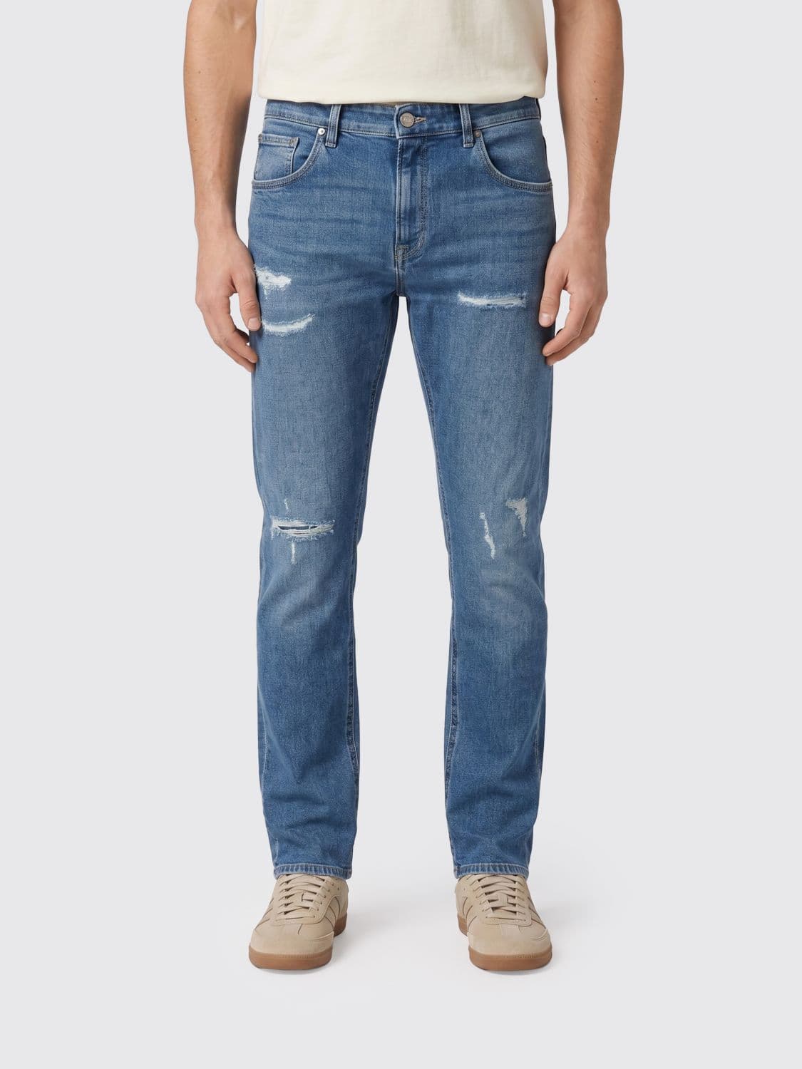 Pt Torino Slim Fit Skinny Jeans in Distressed Denim with 5 Pockets