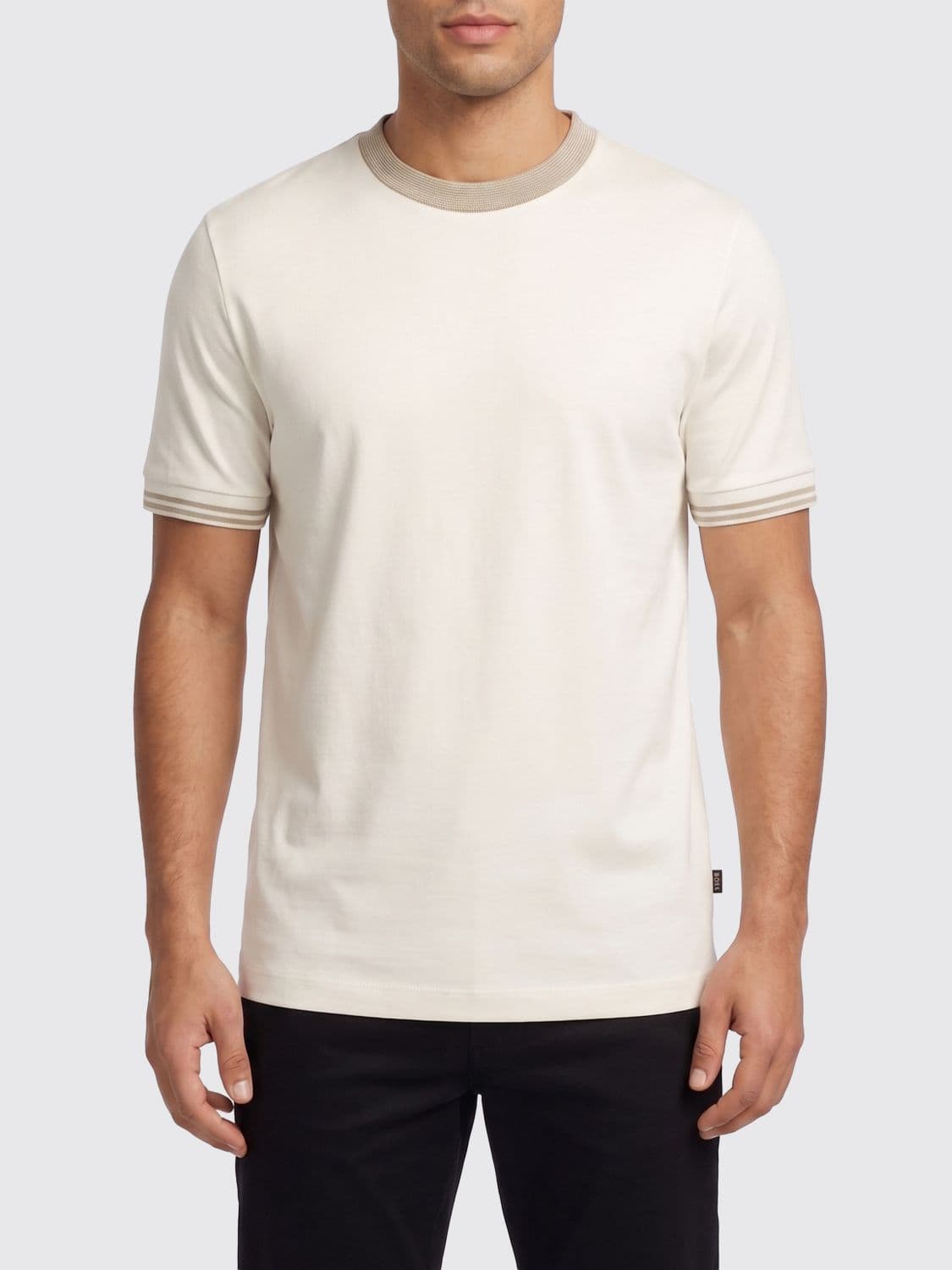 Boss Slim Fit Cotton T-Shirt with Contrast Trims · S