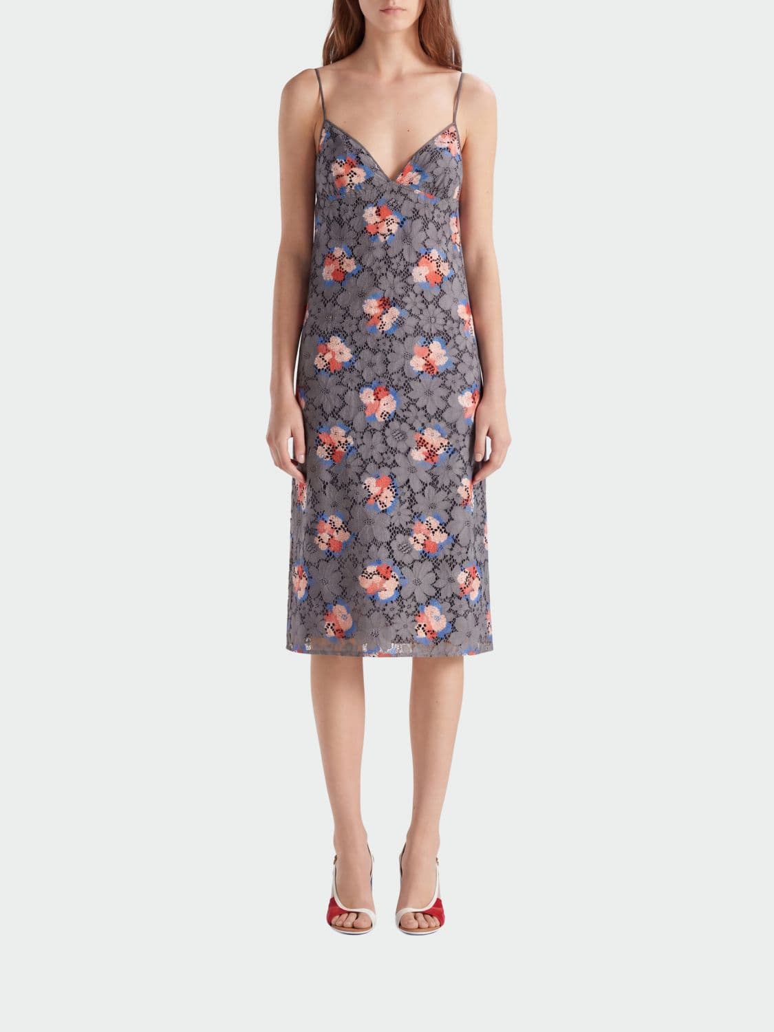 Fendi Midi Floral Lace Slip Dress