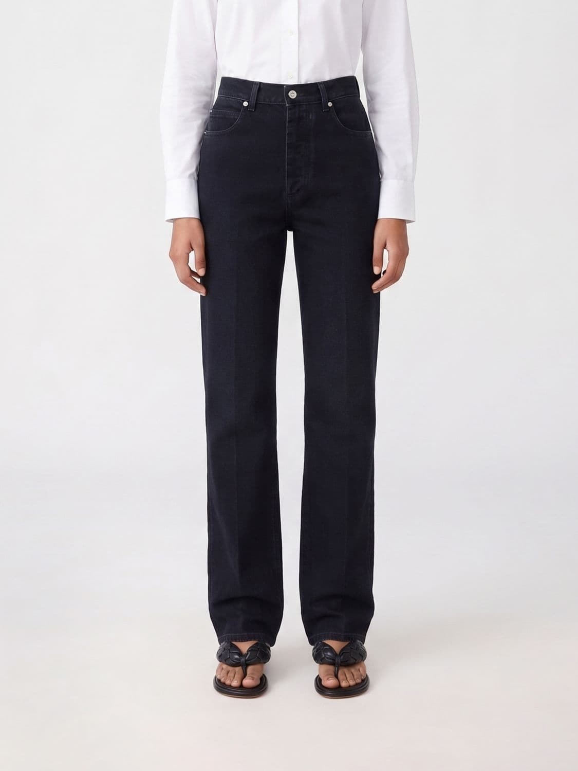 Bottega Veneta High-Waisted Straight Leg Cotton Denim Jeans