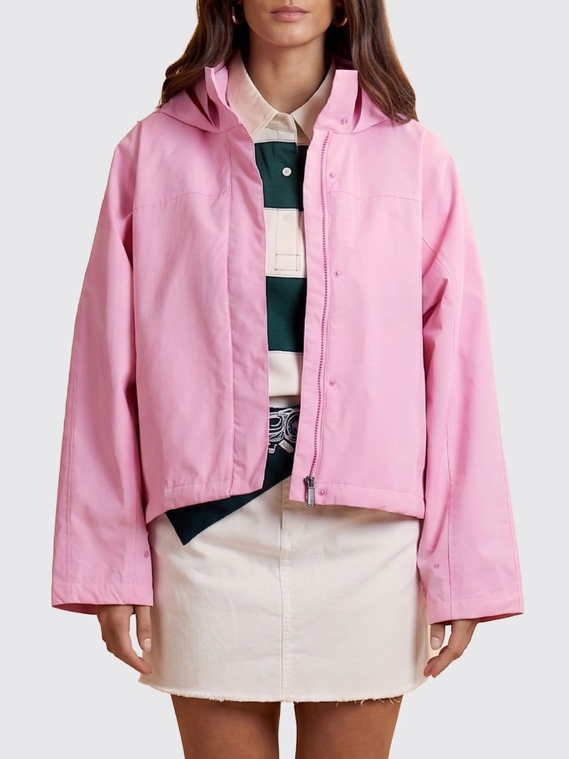 La Martina Cropped Hooded Technical Fabric Windbreaker