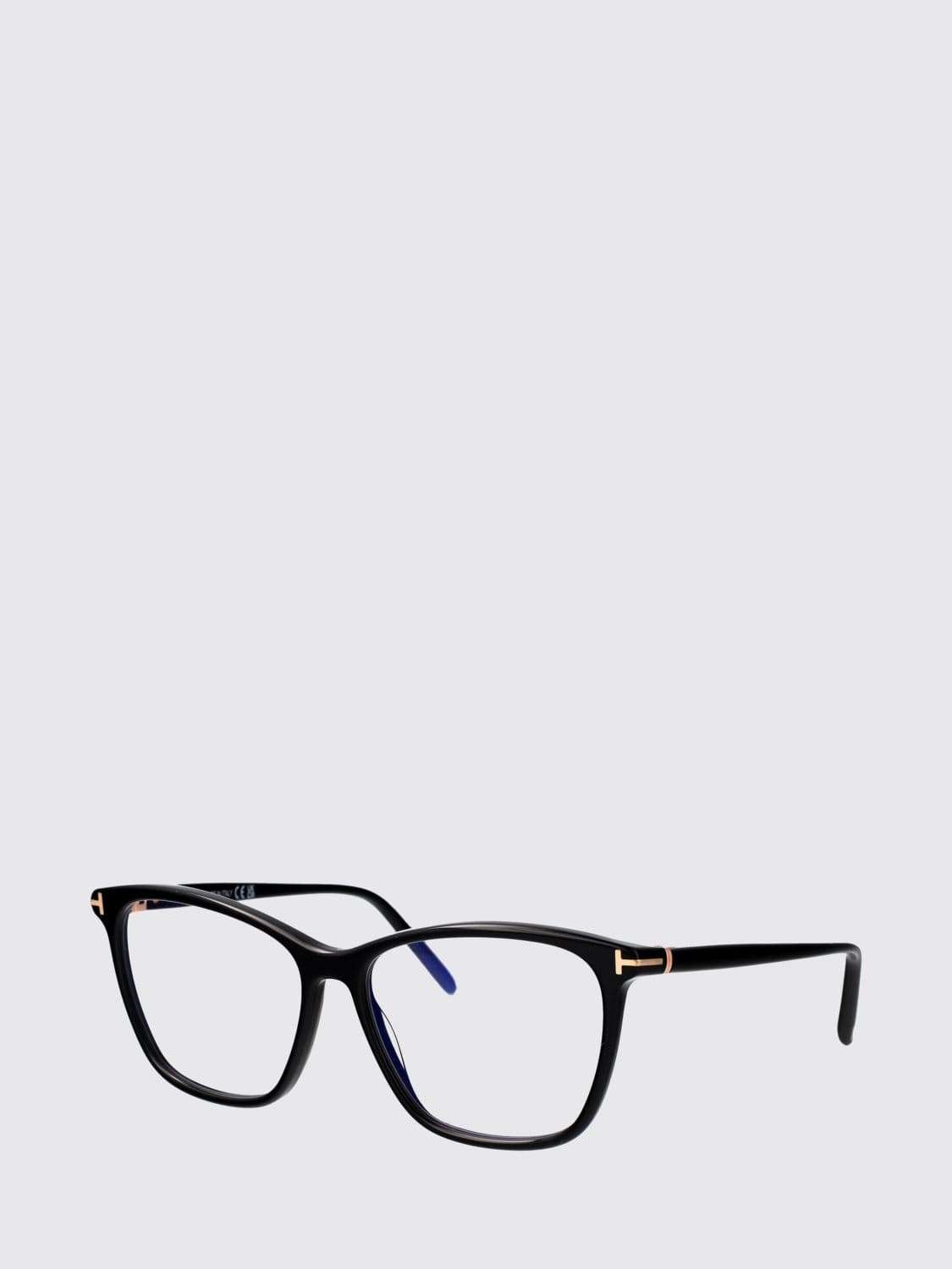 Tom Ford Large Cat-Eye Eyeglasses in Black Acetate with T Monogram