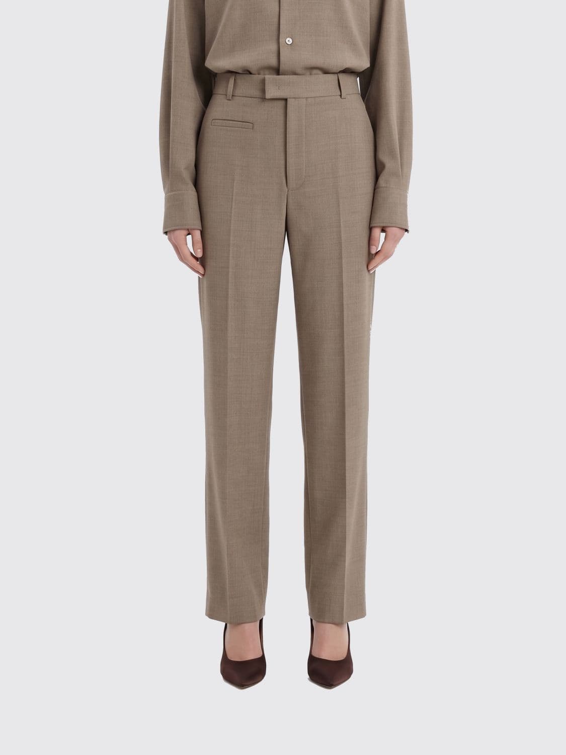 Oriane Sartorial Skinny Trousers in Merino Wool with an Off-Centre Closure