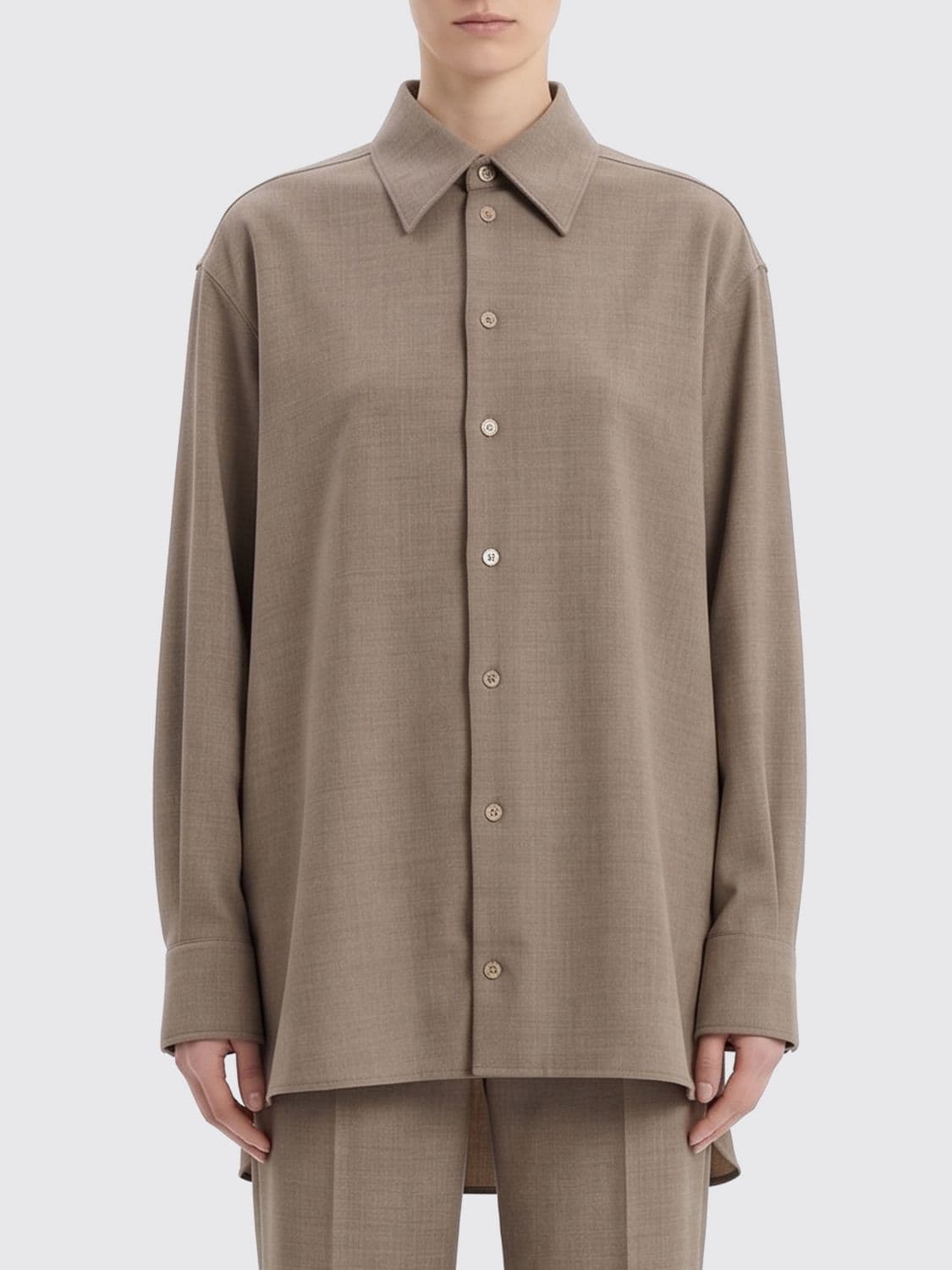 Oriane Relaxed Fit Cotton Flannel Shirt with Dropped Shoulders