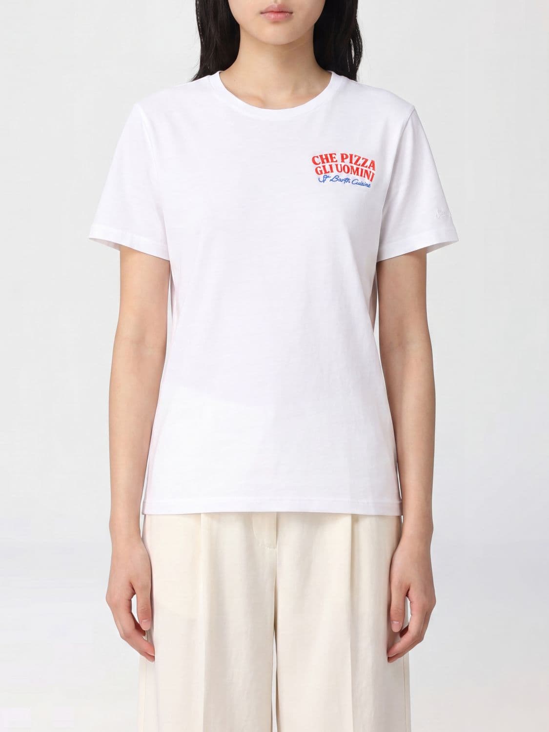 Mc2 Saint Barth Crewneck Cotton T-shirt with Graphic Print and Logo