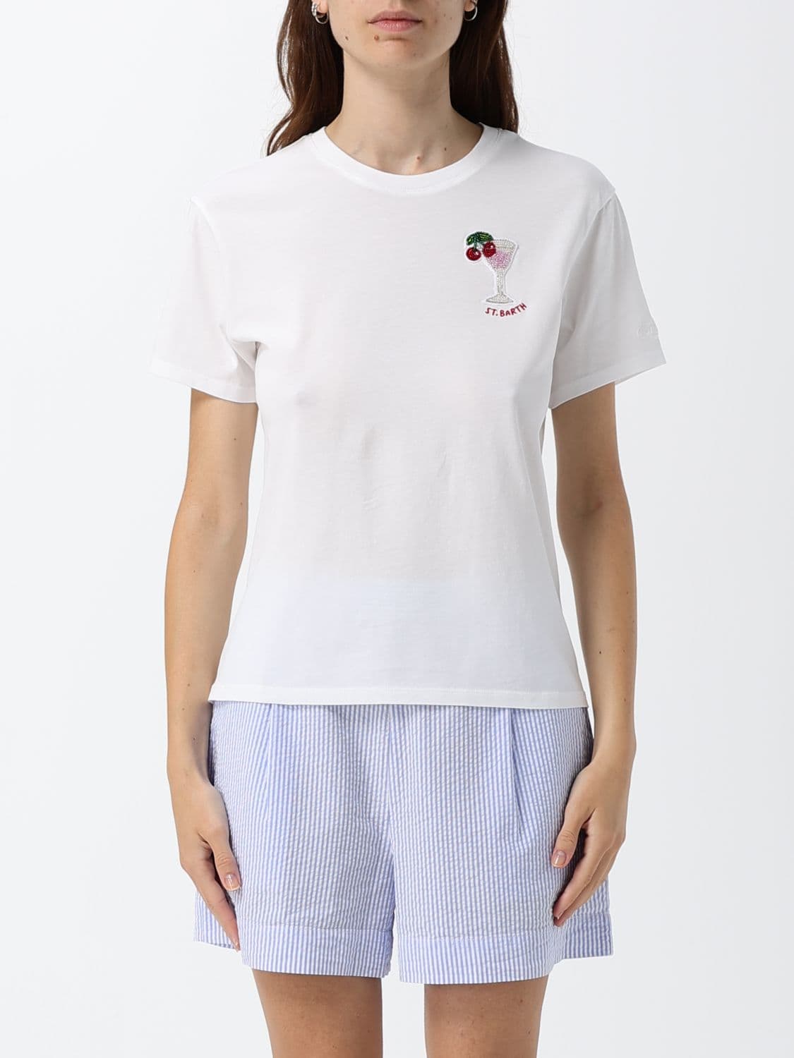 Mc2 Saint Barth Crewneck Cotton T-shirt with Graphic Print and Logo
